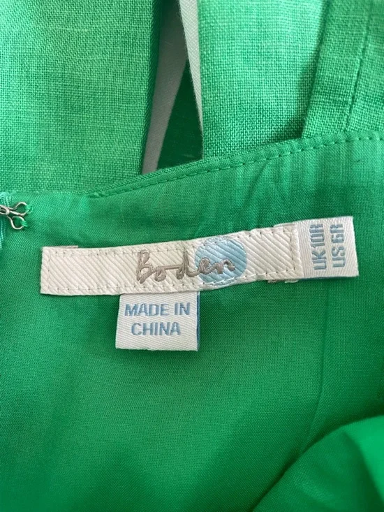 Boden Green Linen Blend Matilda Pleated Sun Dress Size 6R - Picture 7 of 8